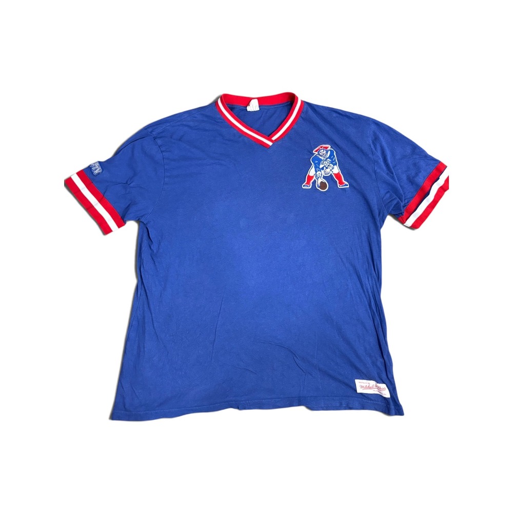Mitchell & Ness NFL Throwbacks New England Patriots Ringer T-Shirt Blue XL